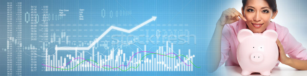 Befektető nő persely lány növekvő diagram Stock fotó © Kurhan