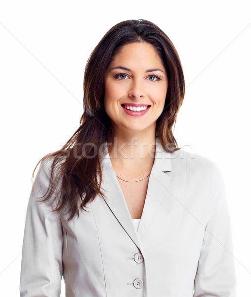 Stock foto: Business · woman · Porträt · glücklich · jungen · isoliert · weiß