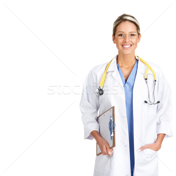 Souriant médicaux médecin stéthoscope isolé blanche [[stock_photo]] © Kurhan