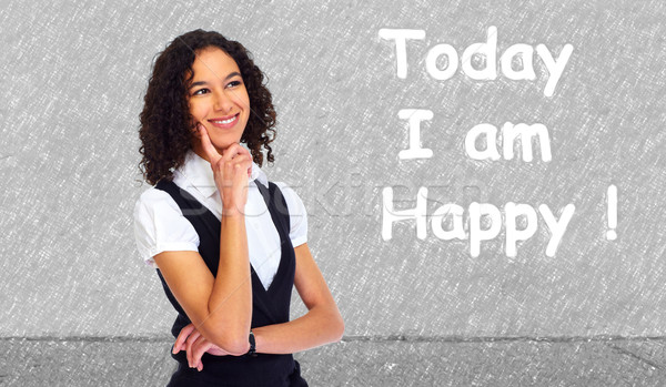 Positive thinking girl over abstract background. Stock photo © Kurhan