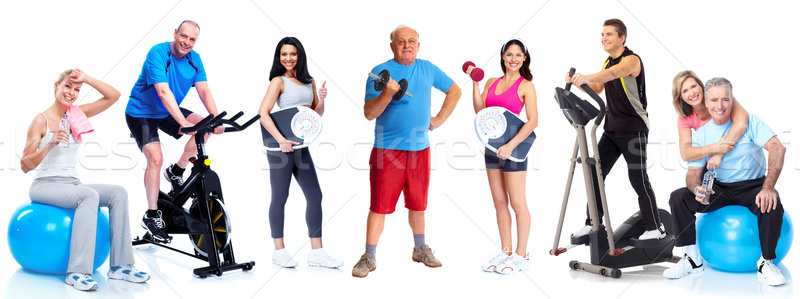 Grupo saudável fitness pessoas isolado branco Foto stock © Kurhan