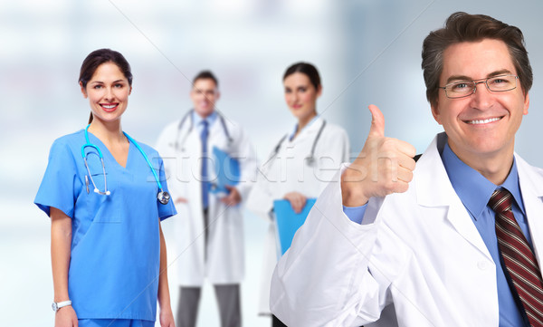 Lächelnd medizinischen Arzt Mann Krankenhaus Frau Stock foto © Kurhan