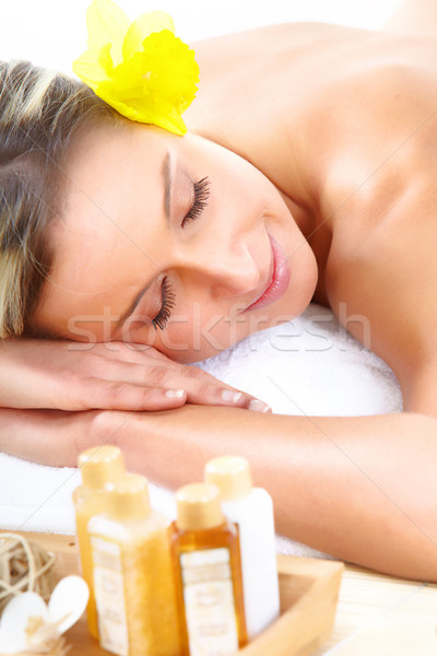 Spa massage mooie jonge vrouw ontspannen vrouw Stockfoto © Kurhan
