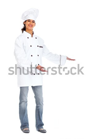 Kucharz człowiek odizolowany biały usługi hat Zdjęcia stock © Kurhan