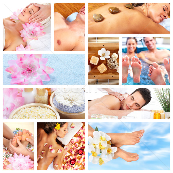 [[stock_photo]]: Belle · spa · massage · collage · détente · personnes