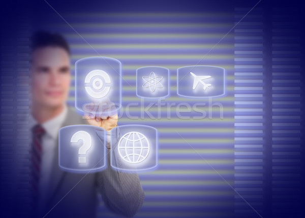 Businessman touching a holographic screen. Stock photo © Kurhan