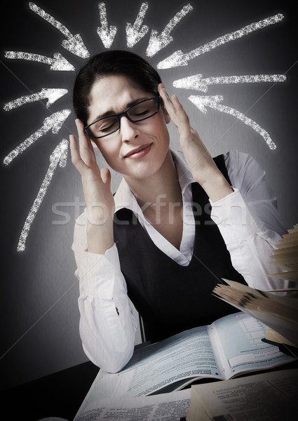女性 頭痛 学生 ストレス 図書 顔 ストックフォト © Kurhan
