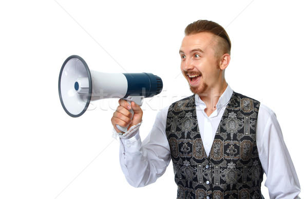 Young man with megaphone. Stock photo © Kurhan