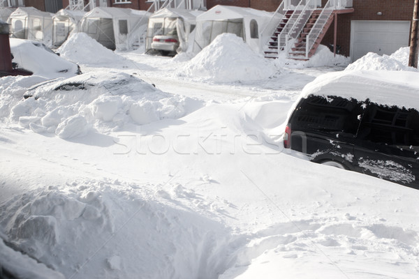 Schneefall Stadt Auto Straße Schnee Himmel Stock foto © Kurhan