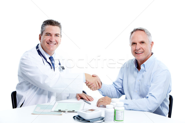 Foto stock: Médico · paciente · altos · hombre · médicos · ancianos