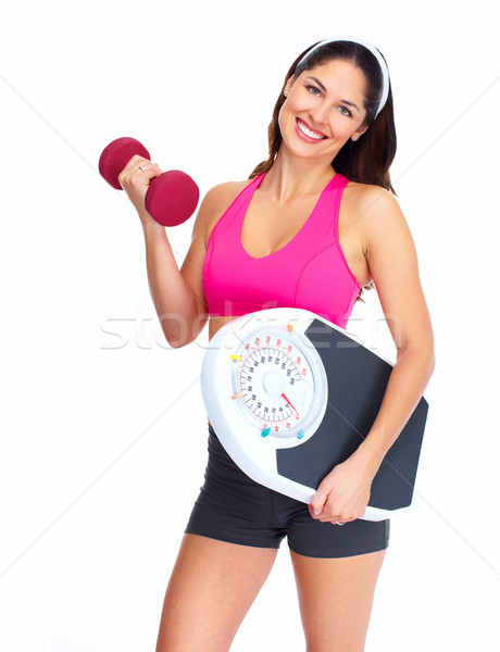 Jóvenes hermosa mujer de la aptitud aislado blanco mujer Foto stock © Kurhan