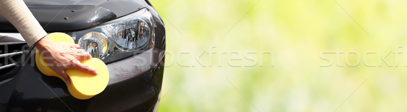 Araba balmumu bez yeşil afiş kadın Stok fotoğraf © Kurhan