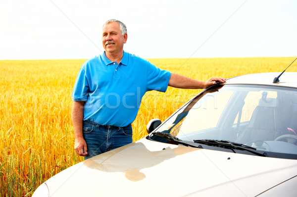 Idős férfi mosolyog boldog új autó autó Stock fotó © Kurhan
