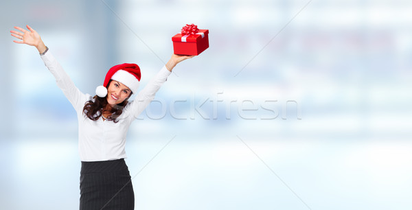 Foto stock: Ayudante · mujer · de · negocios · presente · Navidad · nina