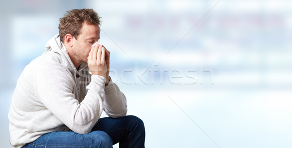 sneezing man with cold Stock photo © Kurhan