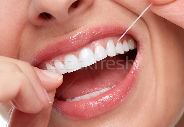 Foto stock: Sonrisa · de · mujer · diente · hermosa · dientes · blancos · dentales
