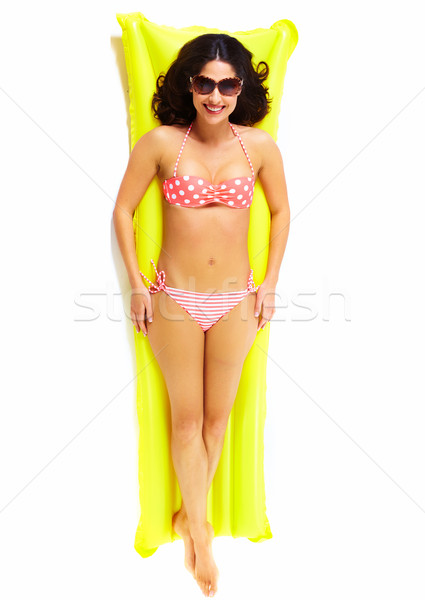 Femme détente air matelas vacances d'été sourire Photo stock © Kurhan