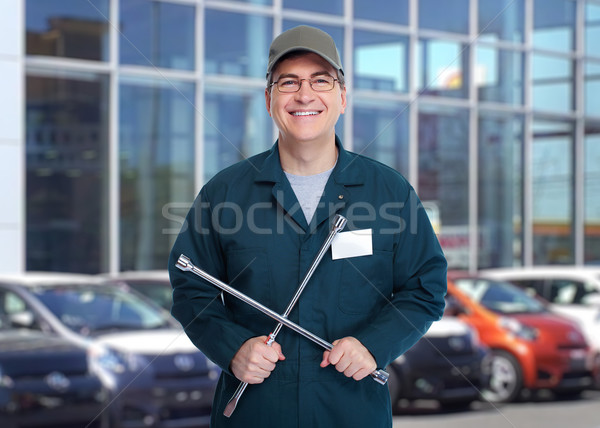 Mechanik samochodowy klucz naprawa samochodów usługi pracy tle Zdjęcia stock © Kurhan
