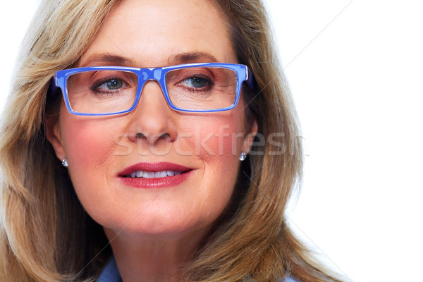 Beautiful elderly lady wearing eyeglasses. Stock photo © Kurhan