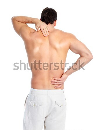 Krank Mann junger Mann Rückenschmerzen weiß medizinischen Stock foto © Kurhan