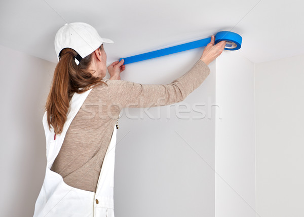 Woman with masking tape Stock photo © Kurhan