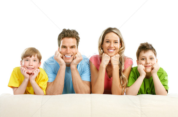 Boldog család apa anya gyerekek fehér család Stock fotó © Kurhan