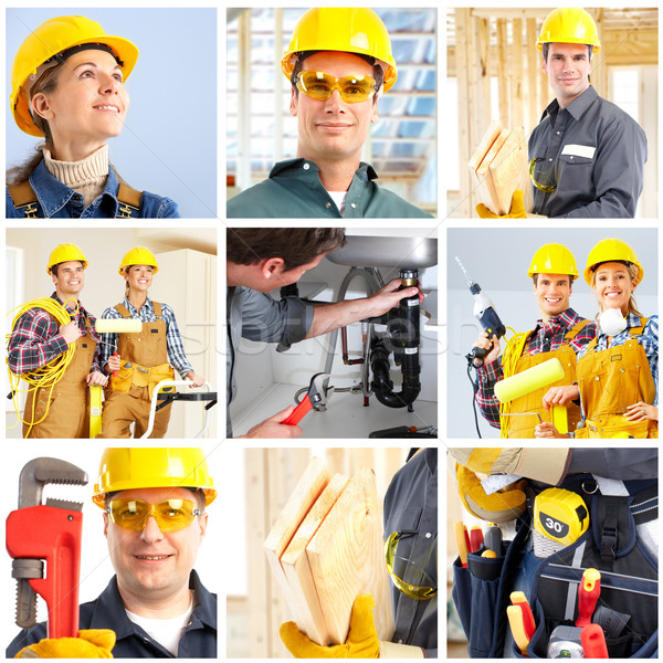 Pracowników młodych uśmiechnięty budowniczy ludzi działalności Zdjęcia stock © Kurhan