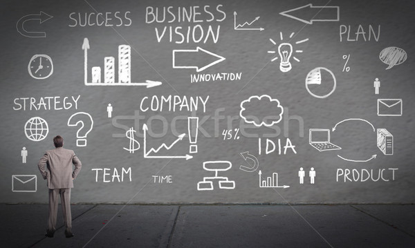 Empresario mirando innovación plan banner negocios Foto stock © Kurhan
