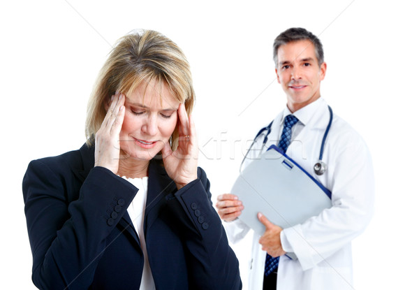 Lekarza psychiatra pacjenta kobieta zdrowie psychiczne odizolowany Zdjęcia stock © Kurhan