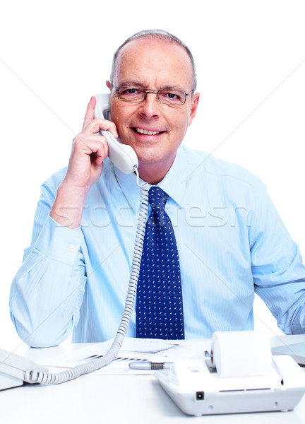 Comptable affaires appelant téléphone isolé blanche [[stock_photo]] © Kurhan