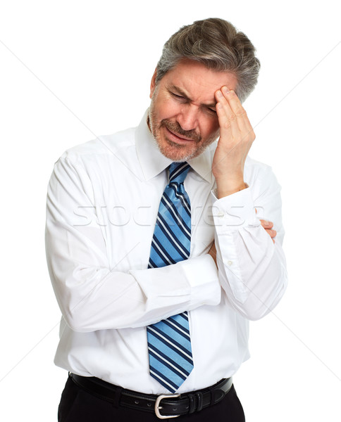 Dor de cabeça deprimido homem isolado branco cara Foto stock © Kurhan