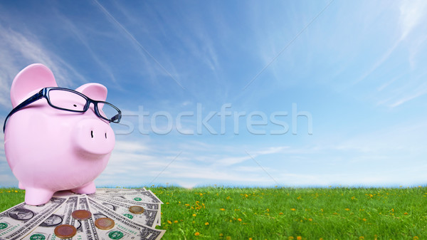 Persely pénz takarékosság számla üzlet szemüveg Stock fotó © Kurhan
