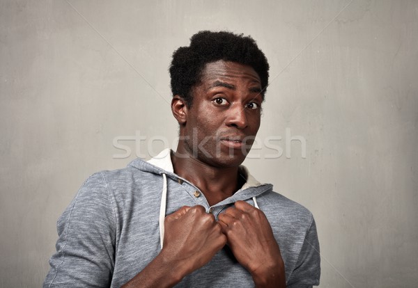 Scared black man face. Stock photo © Kurhan