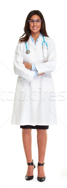 Foto stock: Médico · jóvenes · atractivo · mujer · aislado · blanco