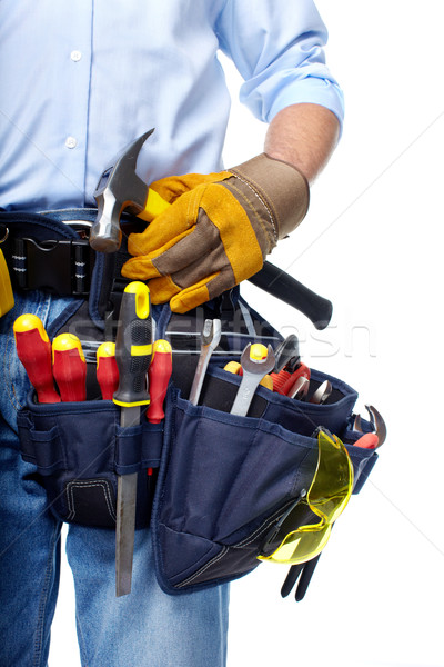工人 工具 帶 孤立 白 男子 商業照片 © Kurhan