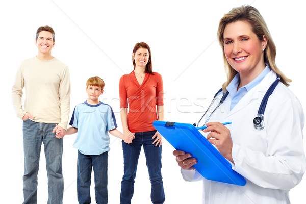 [[stock_photo]]: Médicaux · famille · médecin · isolé · blanche · femme