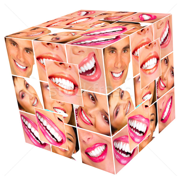 Woman smile cube collage. Stock photo © Kurhan