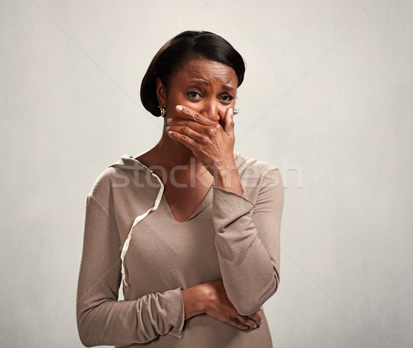 嫌悪 アフリカ系アメリカ人 女性 気持ち悪い 顔 手 ストックフォト © Kurhan