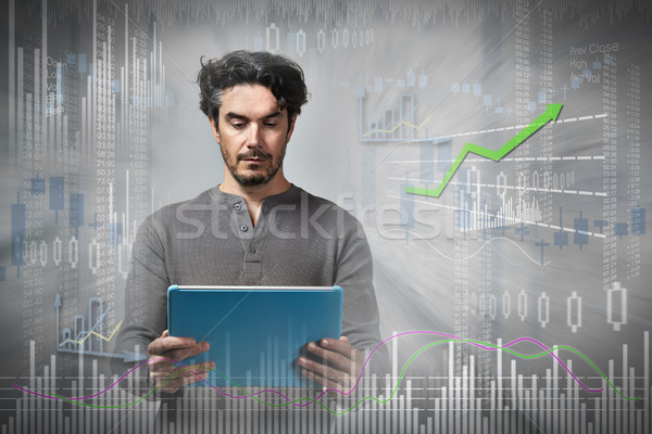 Online stock trading man Stock photo © Kurhan