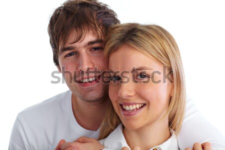 Szczęśliwy uśmiechnięty para miłości szary kobieta Zdjęcia stock © Kurhan