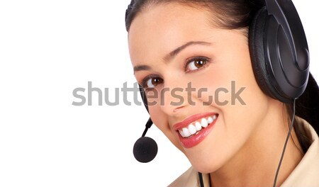 商業照片: 呼叫中心 · 操作者 · 美麗 · 商界女強人 · 耳機 · 白