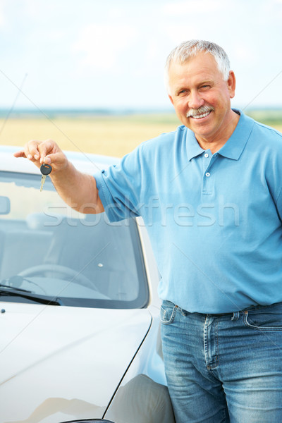 Idős idős férfi mosolyog boldog új autó Stock fotó © Kurhan