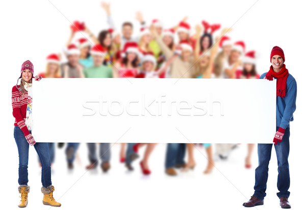 Happy people group with placard. Stock photo © Kurhan