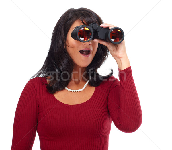 Mulher de negócios binóculo isolado branco negócio olho Foto stock © Kurhan