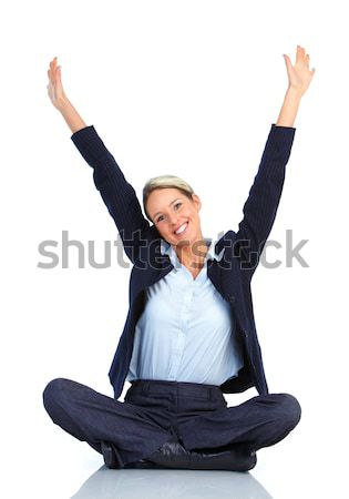 Mujer de negocios jóvenes sonriendo de trabajo portátil negocios Foto stock © Kurhan