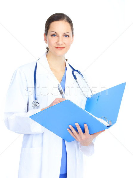 Orvos mosolyog orvosi sztetoszkóp izolált fehér Stock fotó © Kurhan