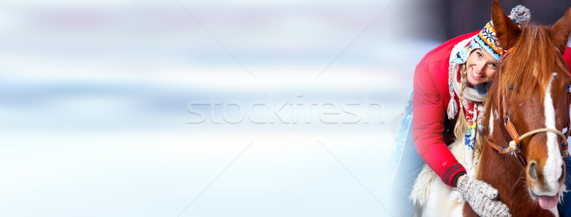 Woman on horse Stock photo © Kurhan