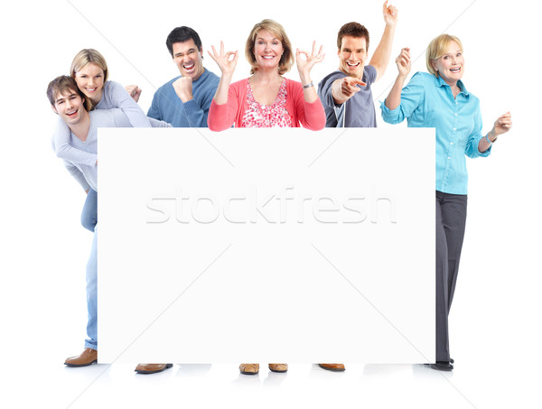 Boldog emberek csoport plakát fehér nő boldog Stock fotó © Kurhan