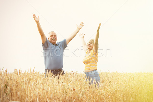 Old people over field background Stock photo © Kurhan