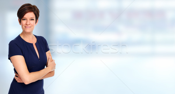 Mooie zakenvrouw jonge Blauw kantoor vrouw Stockfoto © Kurhan